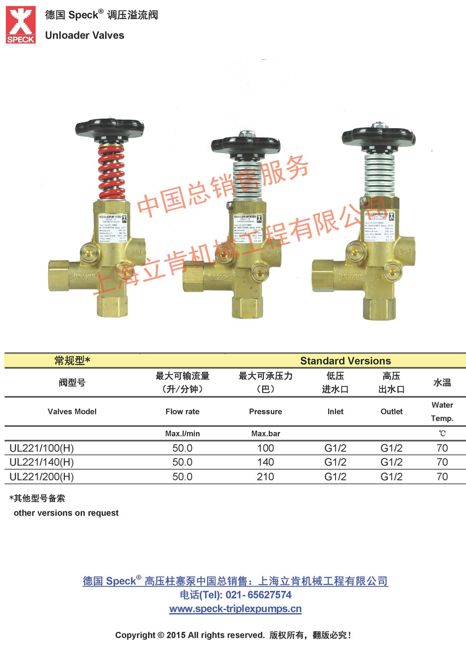 UL221系列调压阀(50L/min,~210bar)